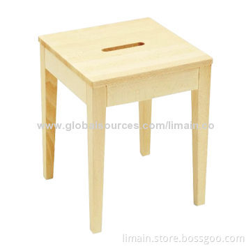Low Wooden Stool, 14 x 14 x 17-inch Size